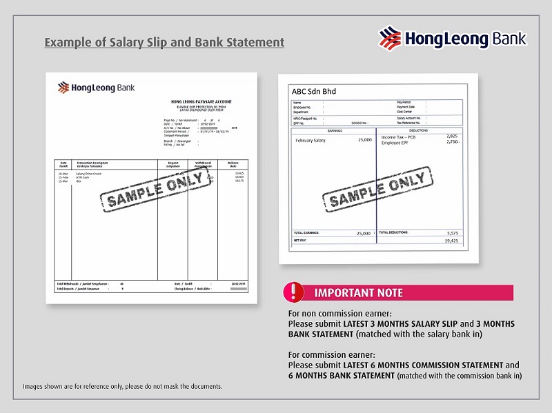 sample bank statement and salary slip