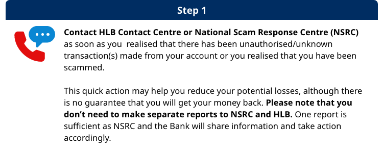 HLB Contact Centre or National Scam Response Centre