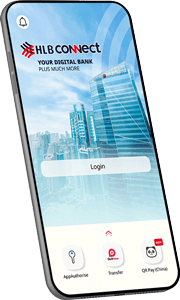 Mobile phone displaying HLB Connect App