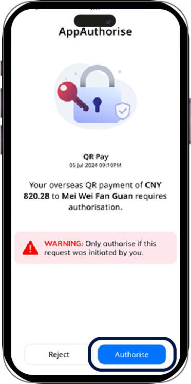Step 6: Confirm the transaction by tapping “Authorise”