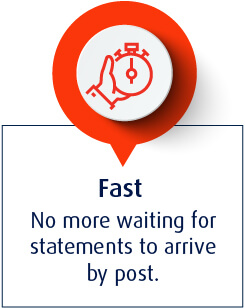 Fast - No more waiting for statements to arrive by post