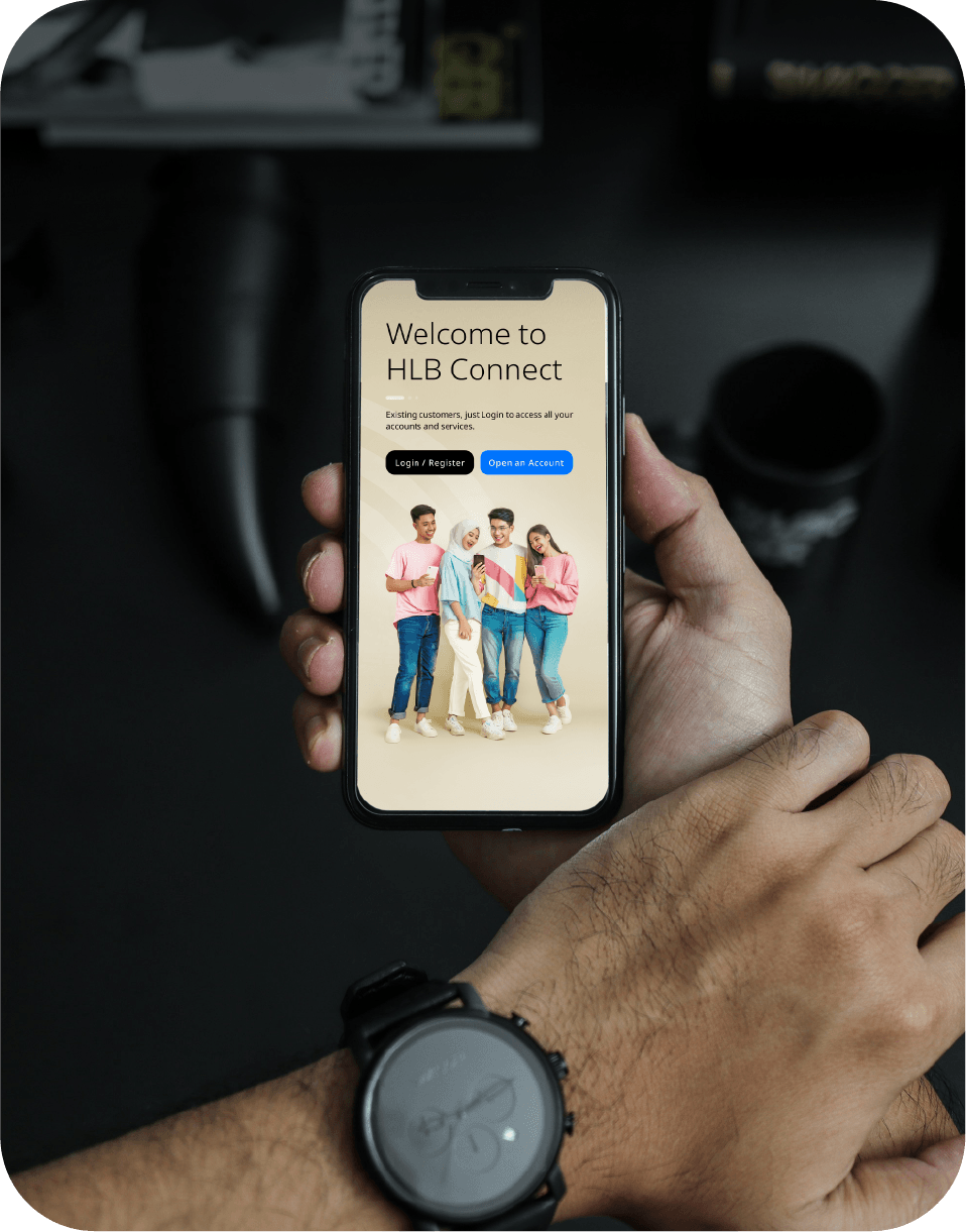 Customer opening a bank account instantly through the HLB Connect App