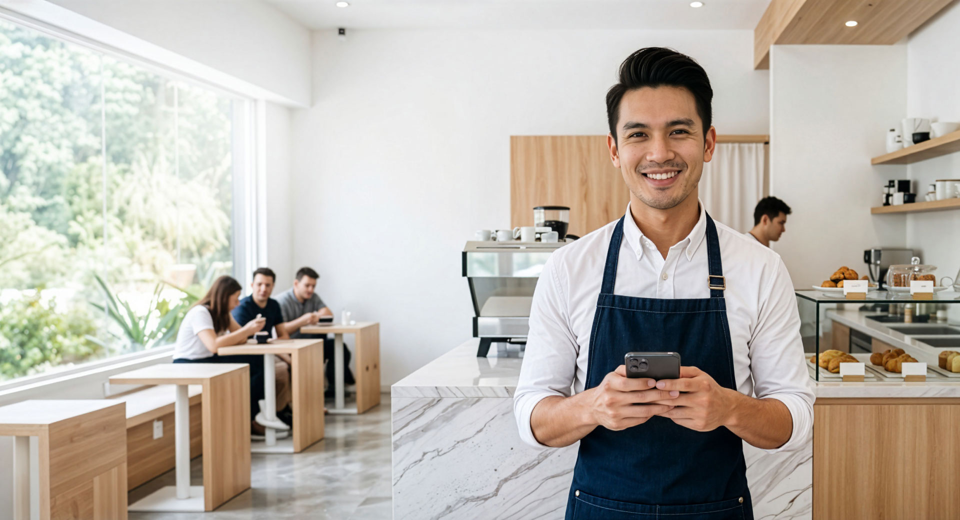 Sole proprietor opening an HLB business bank account online using a mobile phone