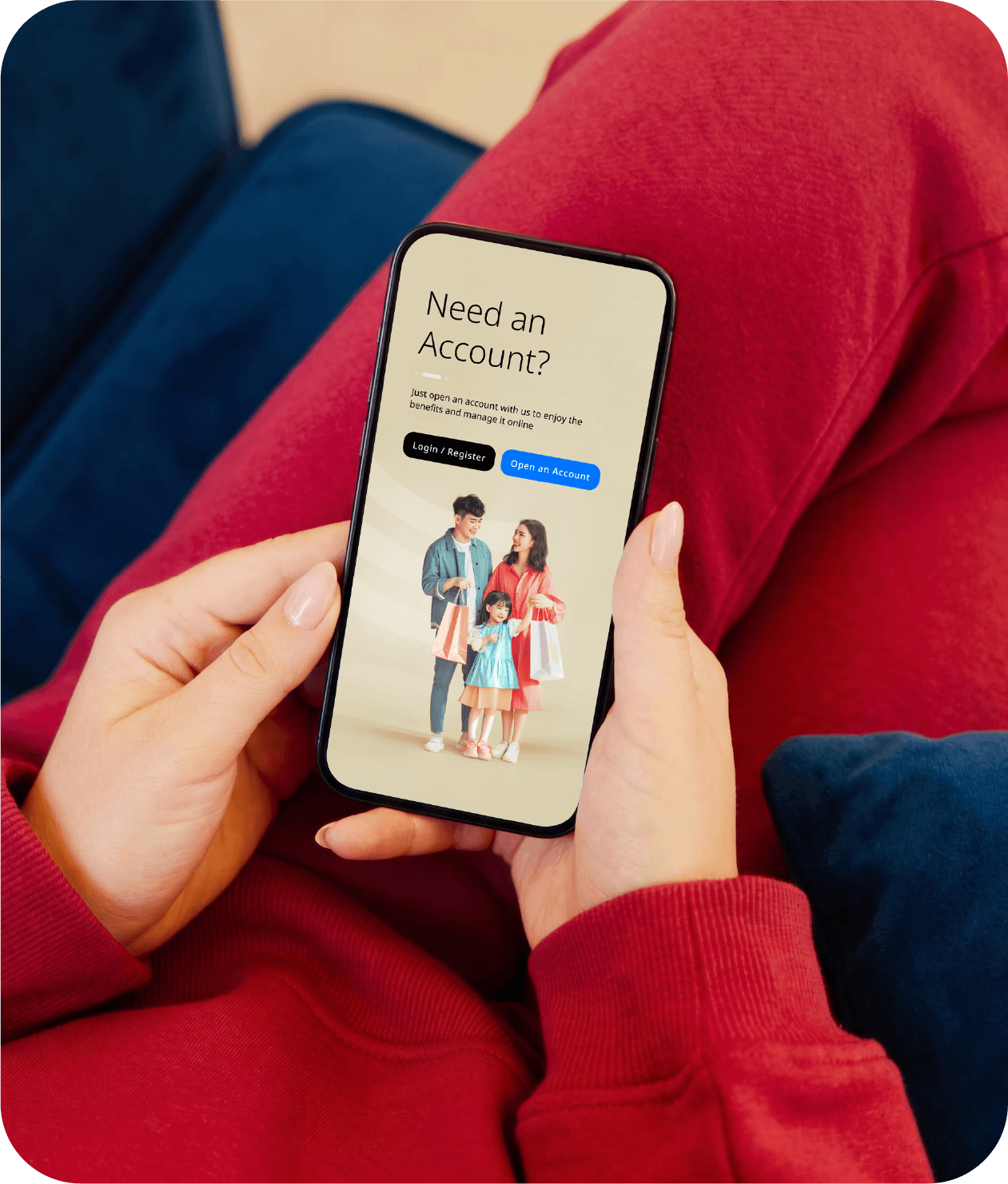 Customer opening an HLB bank account through the HLB Connect App on a mobile phone