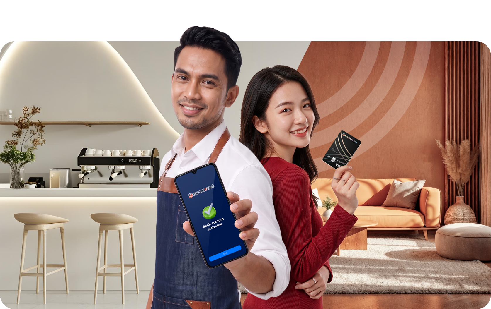 Sole proprietor using HLB Connect alongside a personal banking customer holding an HLB Debit Card-i