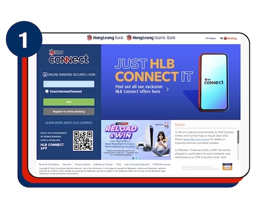 Log in to www.hongleongconnect.com.my