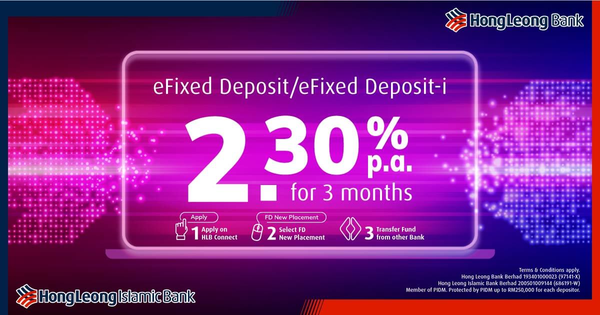Fixed Deposit (FD) Promotion, EFD Promotion - Hong Leong Bank