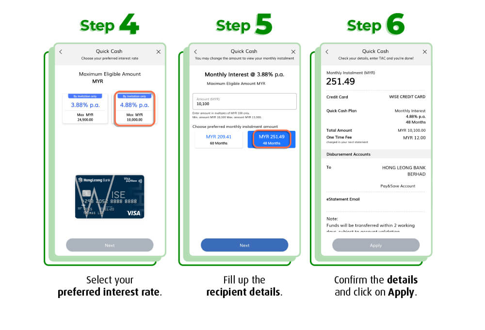 how to apply quick cash