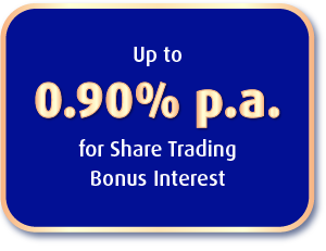 up to 0.90% p.a. for share trading bonus interest