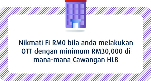 Nikmati Fi RM0 apabila anda melakukan OTT dengan minimum RM30,000 di mana-mana Cawangan HLB