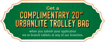 Get a Complimentary 20" Urbanlite Trolley Bag