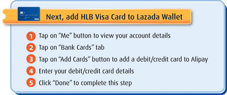 add hlb visa card to lazada wallet