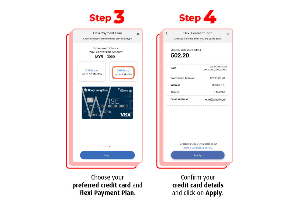 step to apply flexi payment plan