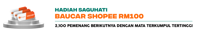 Hadiah Saguhati Baucar Shopee RM100