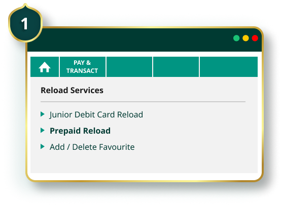 Connect Online Prepaid Reload Step 1