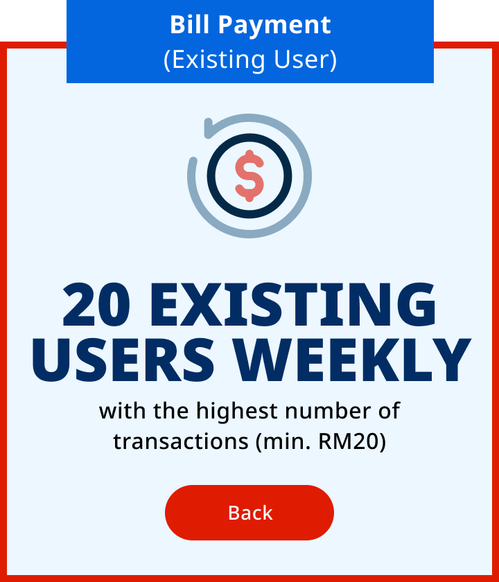 Bill Payment Existing User Back