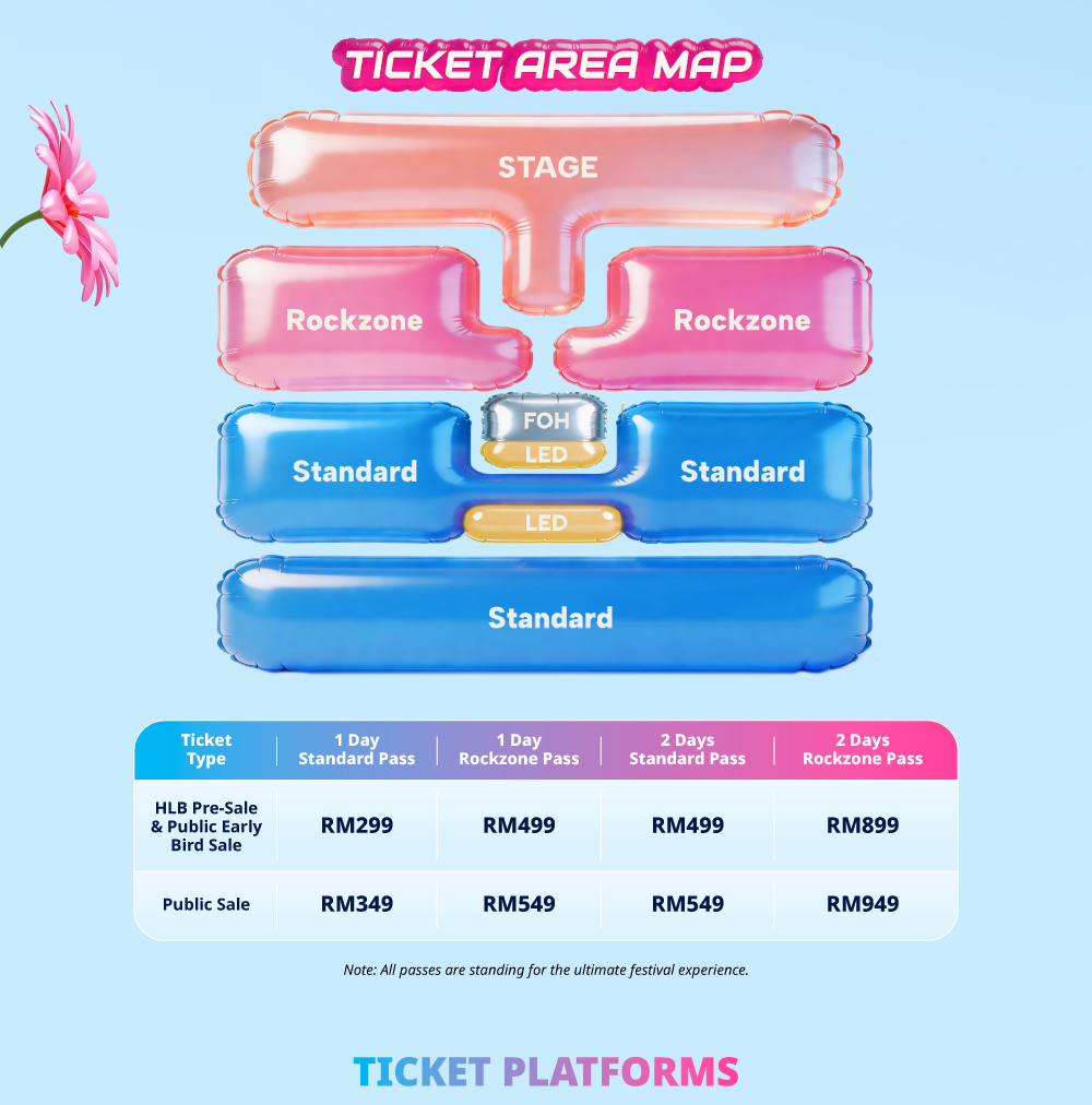 AsiaTop Music Festival - Ticket area map and price