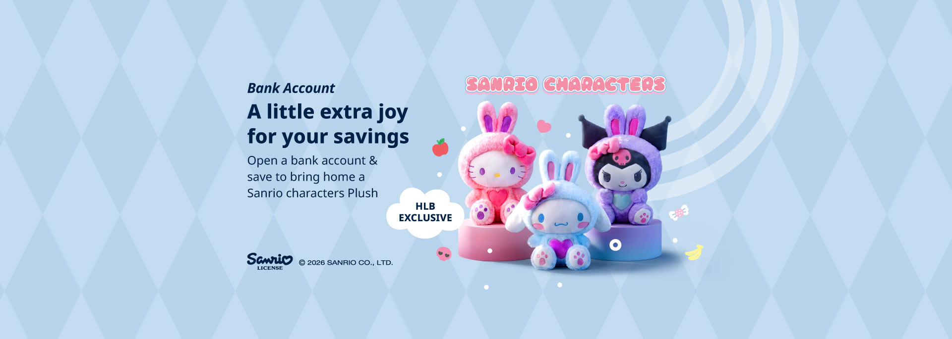 Open a bank account & save to bring home a Sanrio characters Plush