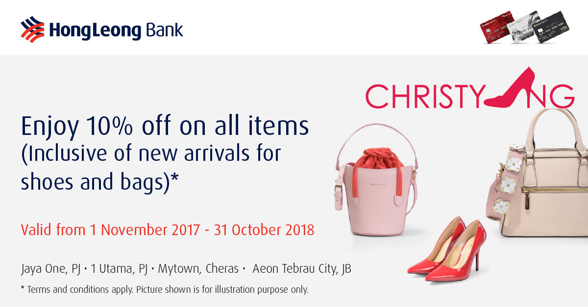 Christy Ng 10 off all items Hong Leong Bank Promotions