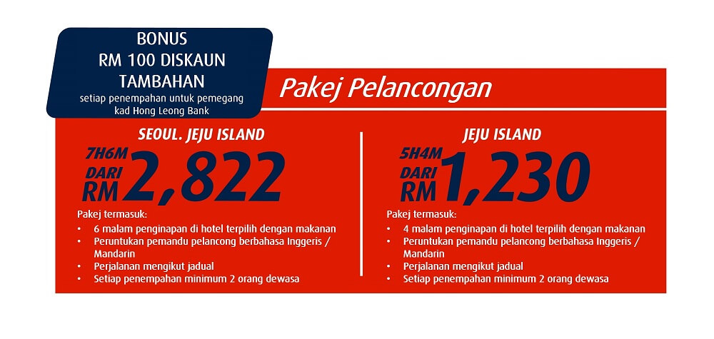 Pakej Pelancongan - Bonus RM100 Diskaun Tambahan setiap penempahan