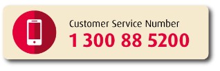 customer service number: 1300 88 5200