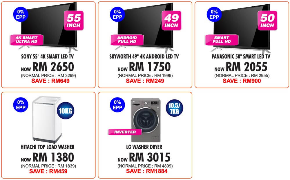 selected products for 0% installment payment plan