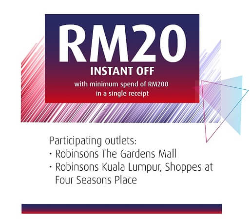 RM20 Instant Off with minimum spend of RM200 in a single receipt