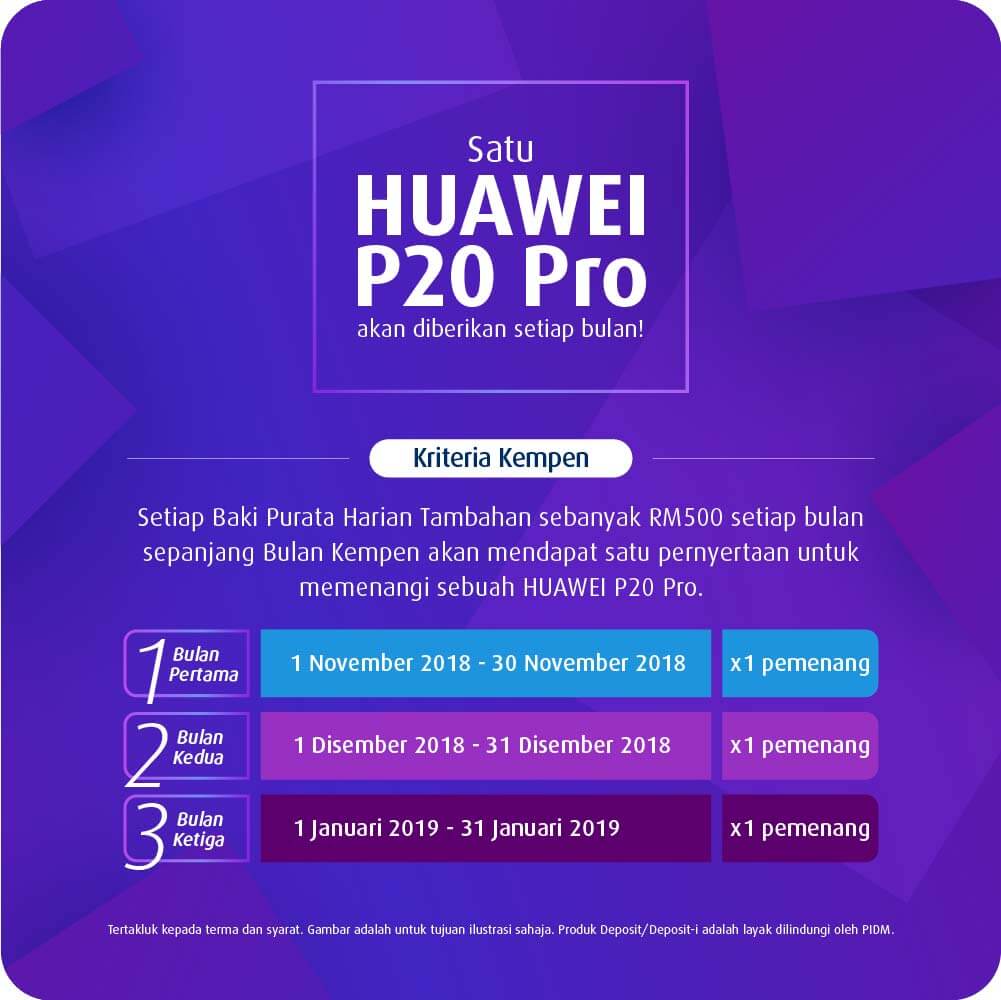 SATU HUAWEI P20 Pro akan diberikan setiap bulan!