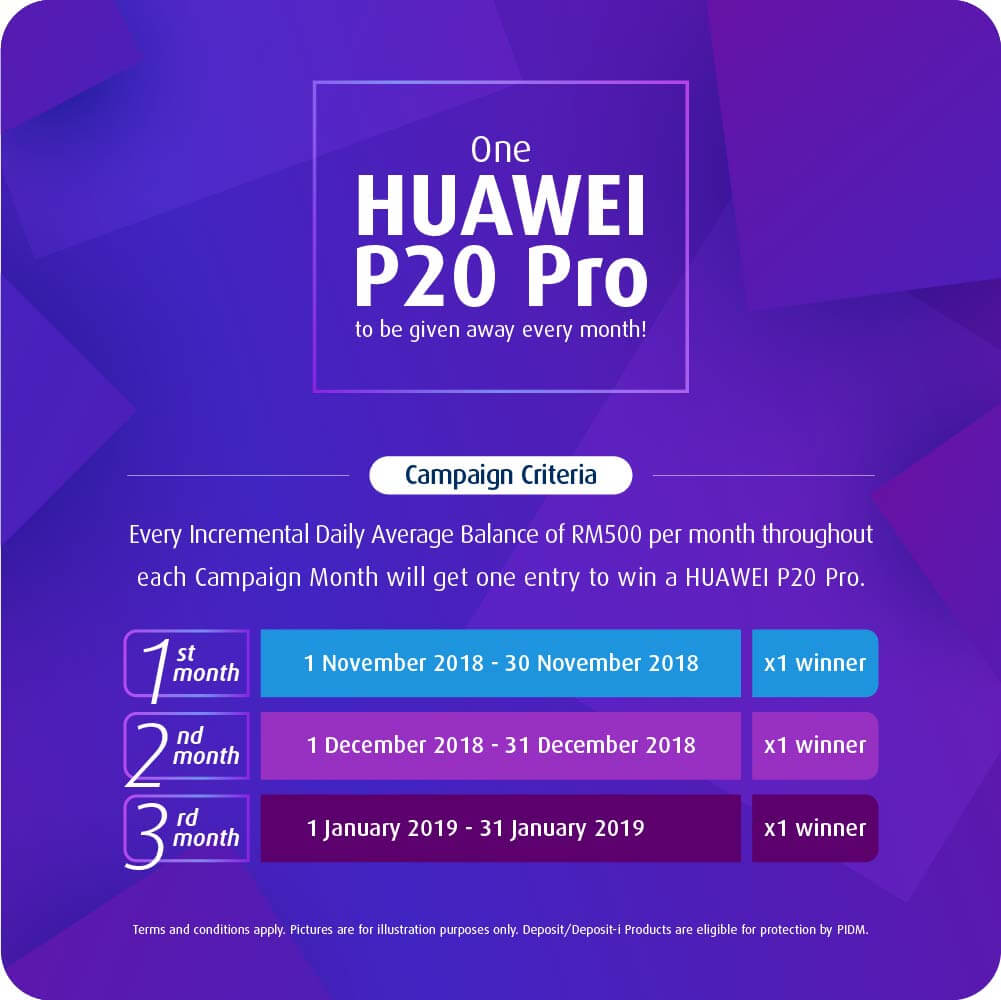 ONE HUAWEI P20 Pro to be given away every month!