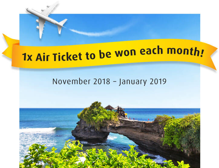 1x Air Ticket t be won each month!